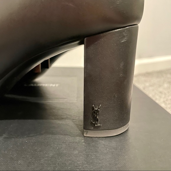 Yves Saint Laurent YSL Black Leather Lou Boots Booties Sz 40.5 EU box, dust bag - Picture 4 of 14